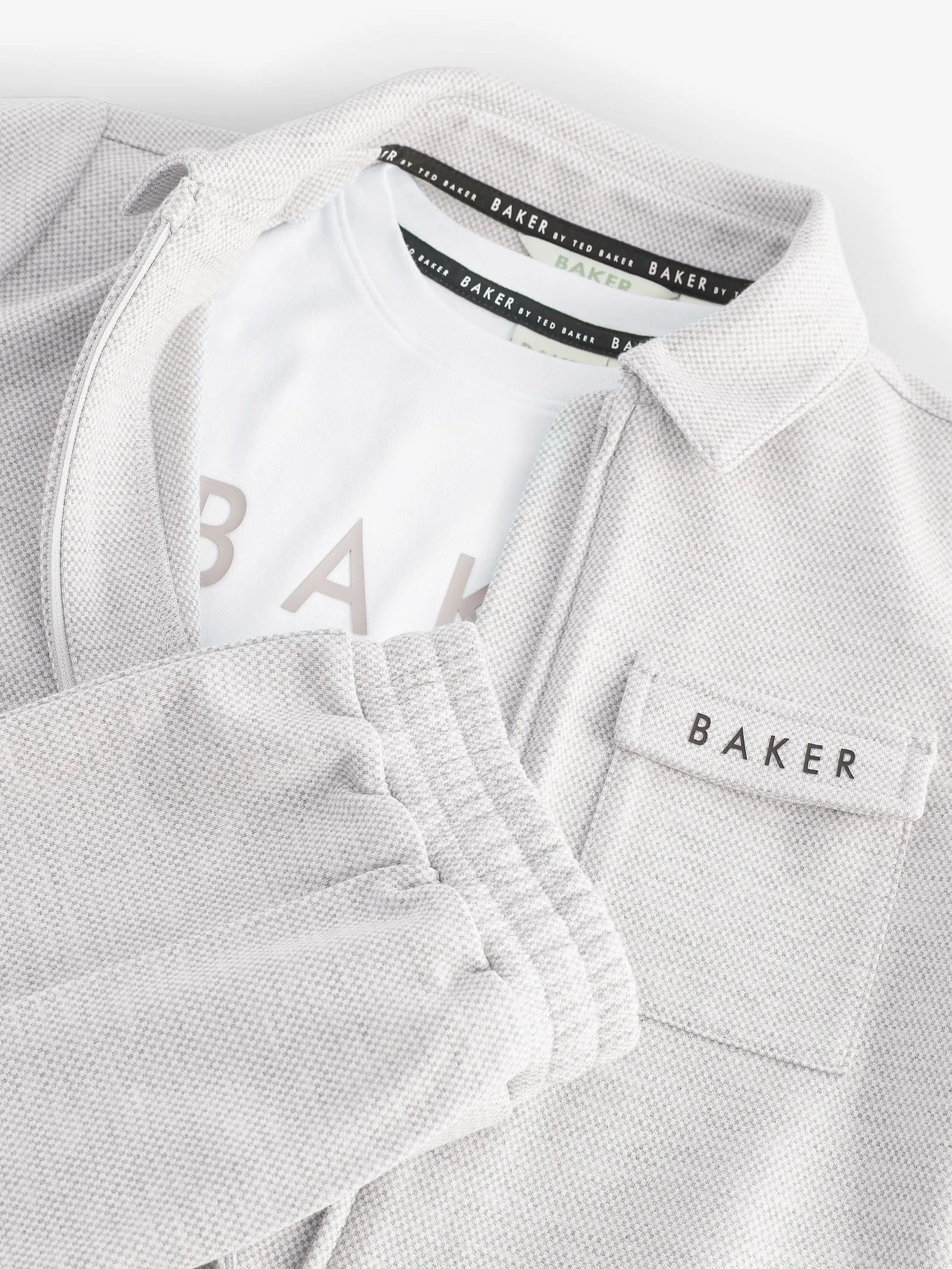 Baker by Ted Baker Grey Textured Jacket T-Shirt and Trousers Set