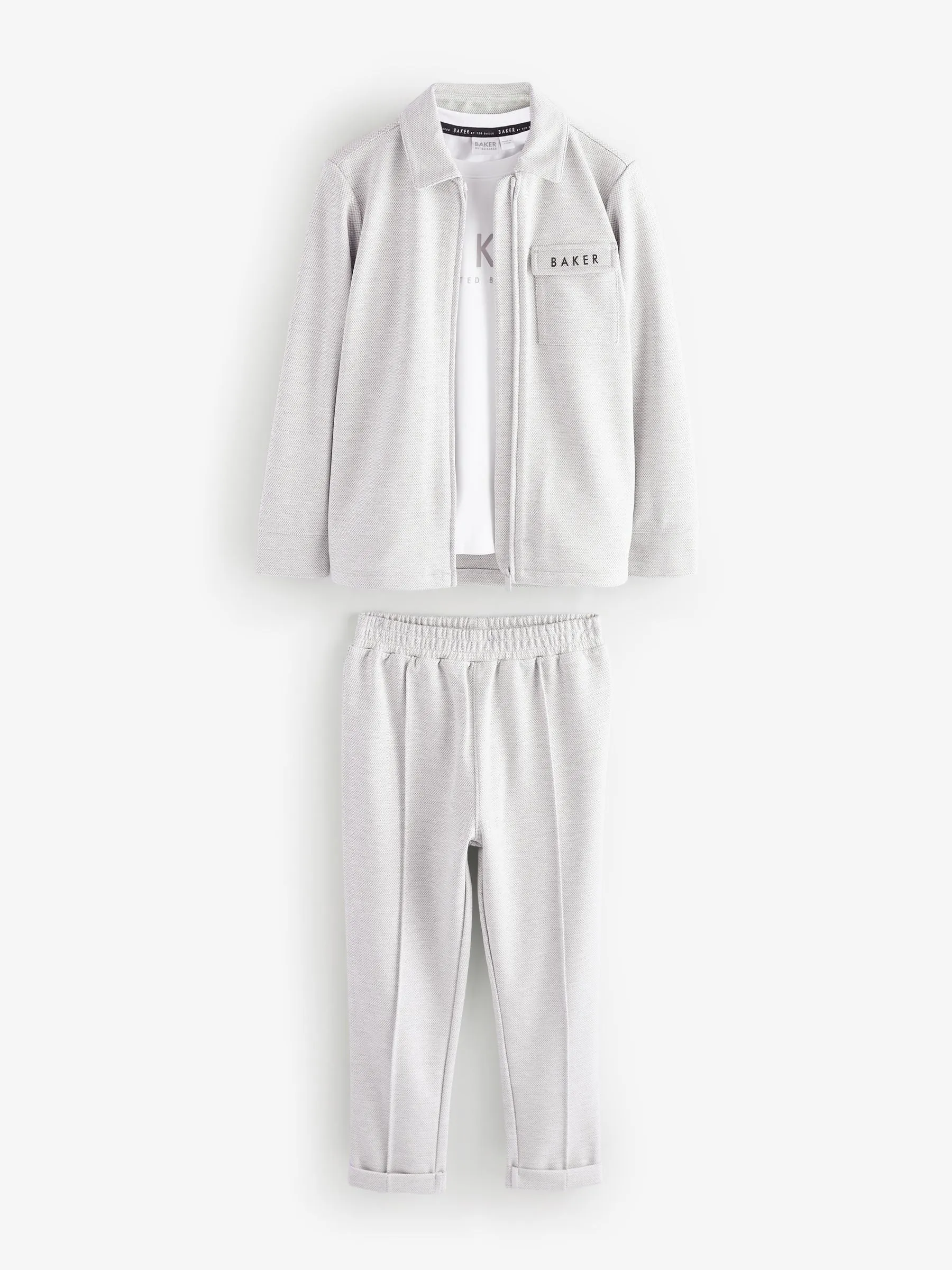 Baker by Ted Baker Grey Textured Jacket T-Shirt and Trousers Set