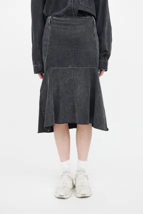 Black Denim Mermaid Midi Skirt