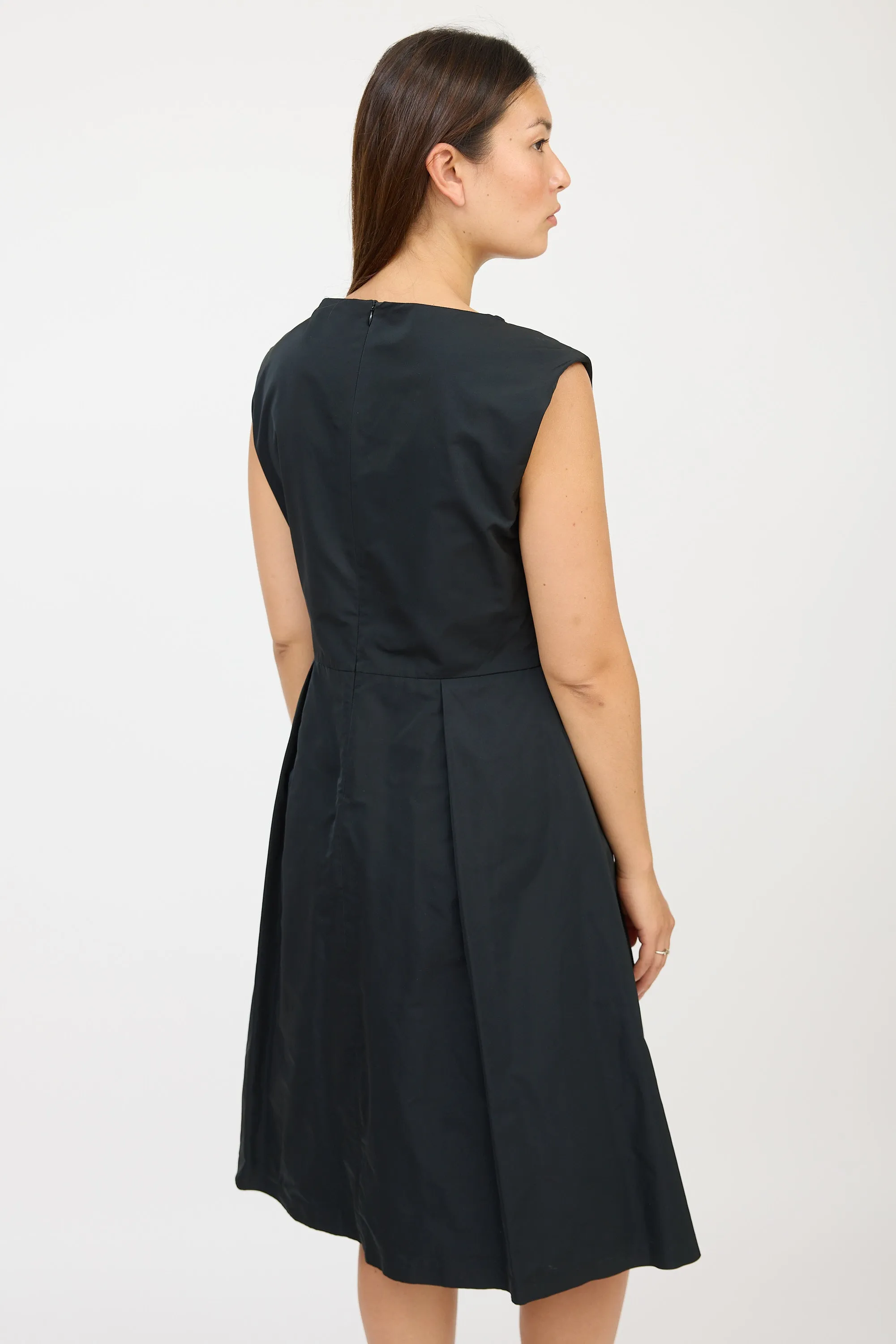 Black Nylon Pleated Dress