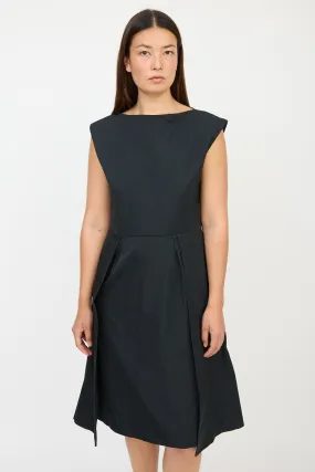 Black Nylon Pleated Dress