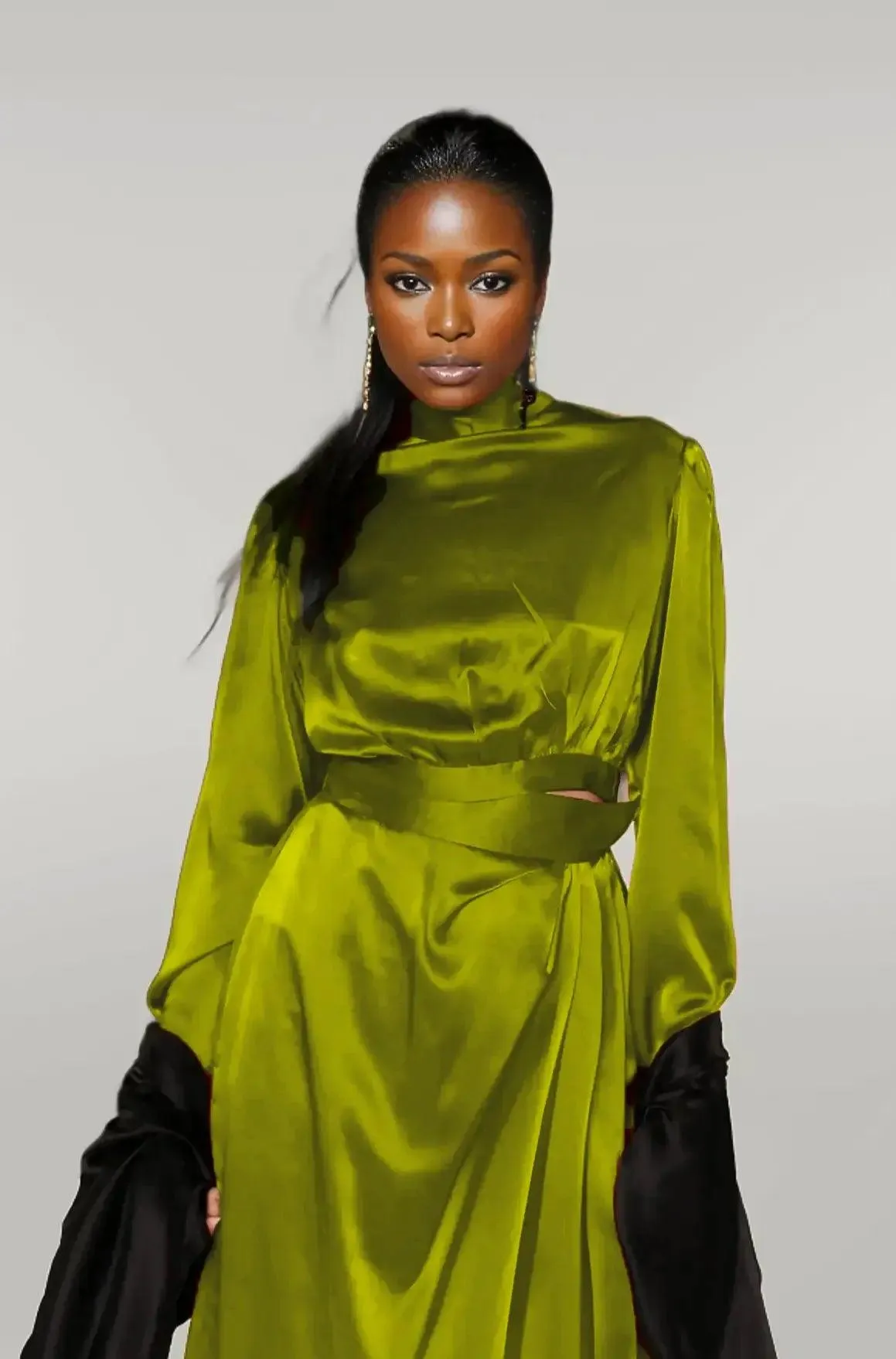 Cascade Silk Pleated Skirt (Chartreuse)