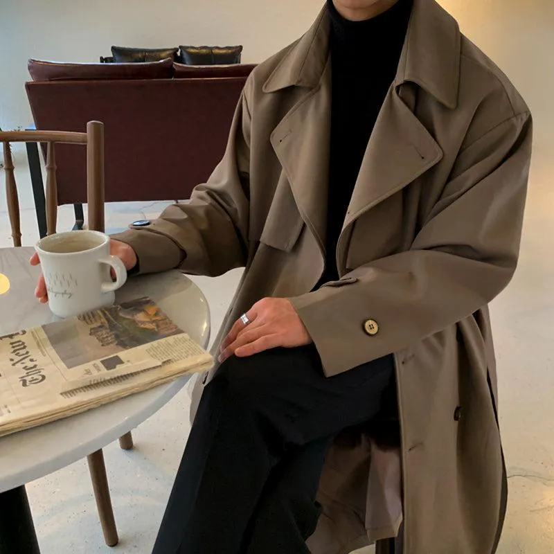 Chicmy-Korean style, Korean men's outfit, minimalist style, street fashion  Winter Outfits LONG TRENCH COAT