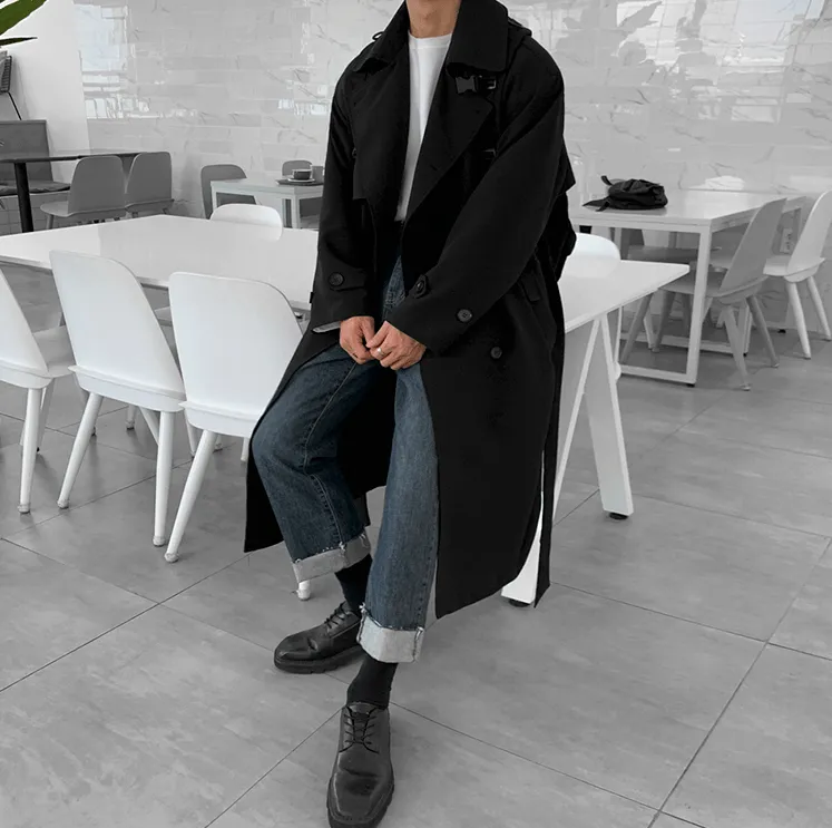 Chicmy-Korean style, Korean men's outfit, minimalist style, street fashion  Winter Outfits LONG TRENCH COAT