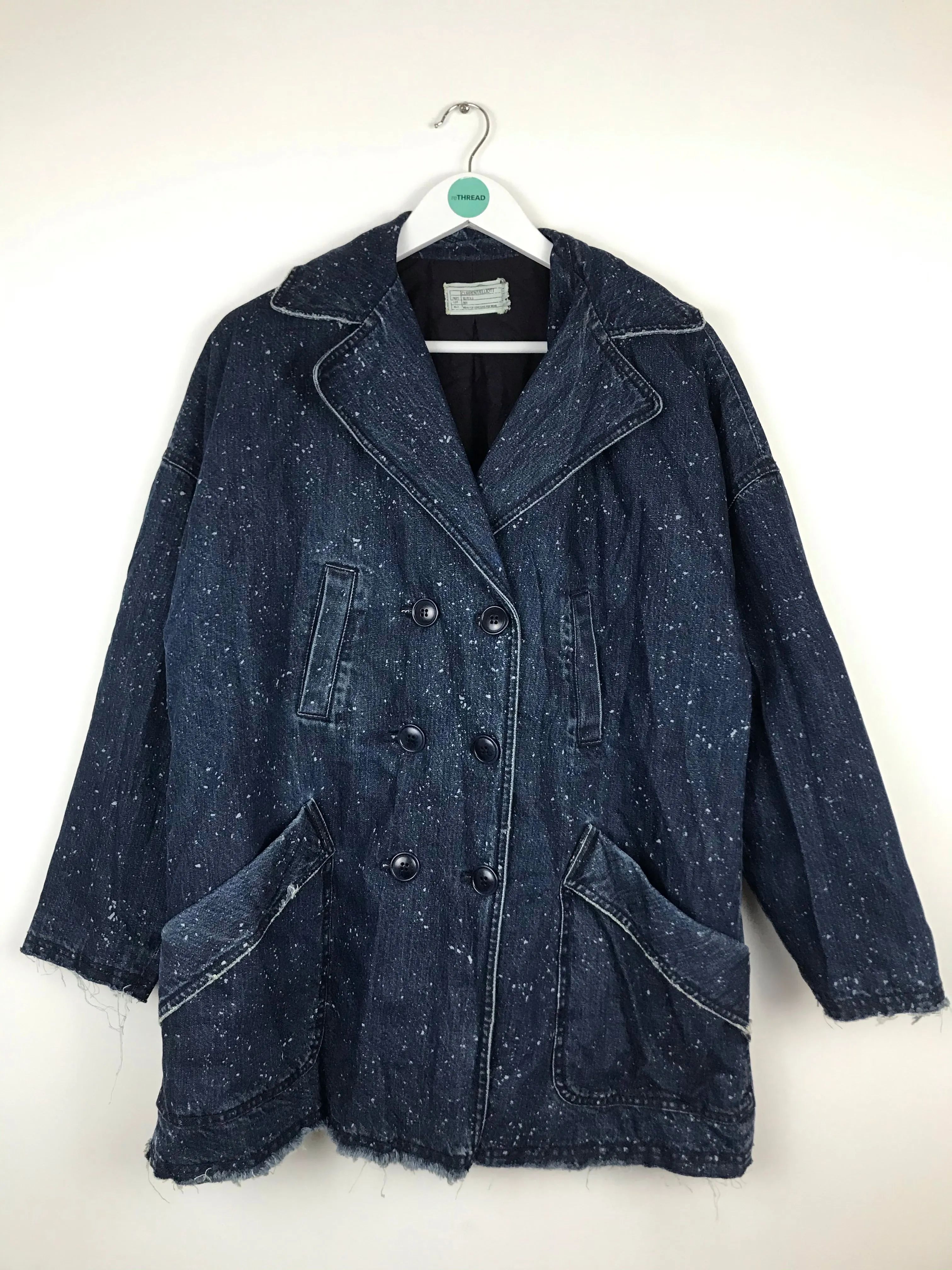 Current/Elliott Womens Denim Pea Coat | UK14 | Blue