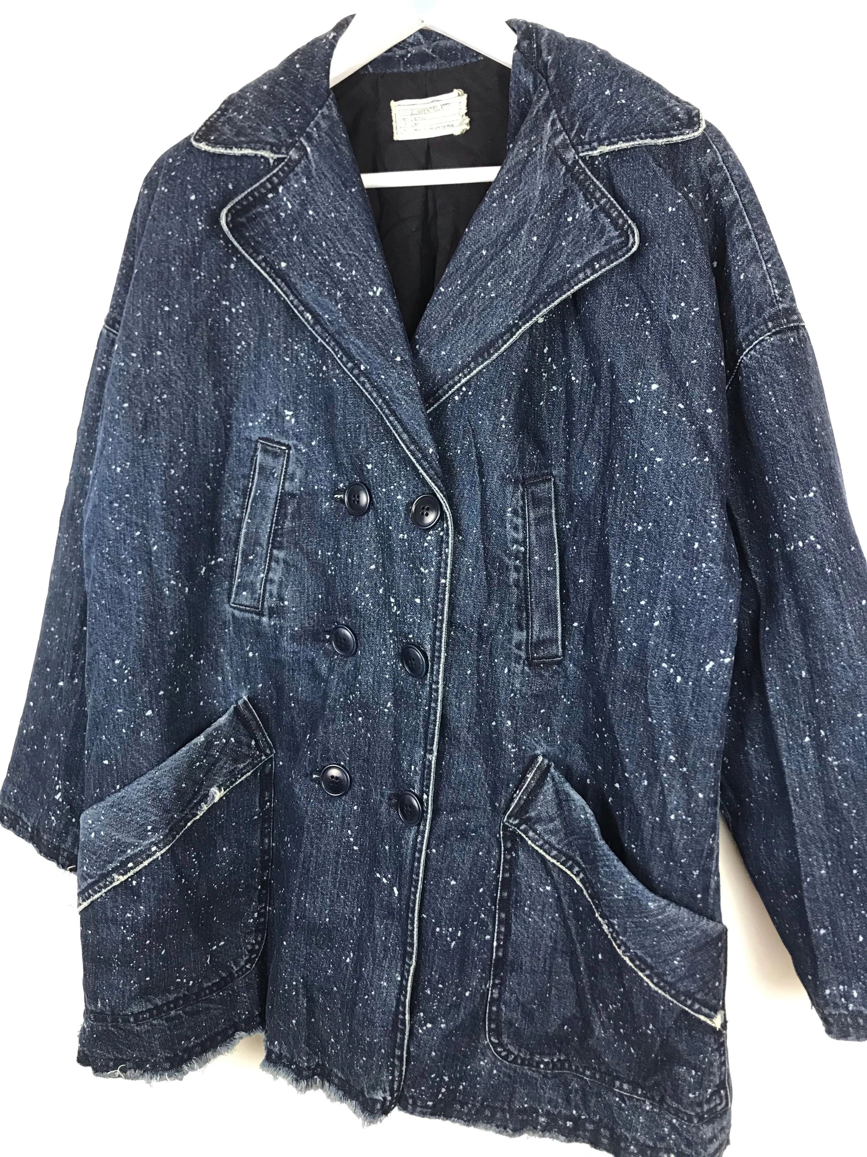 Current/Elliott Womens Denim Pea Coat | UK14 | Blue