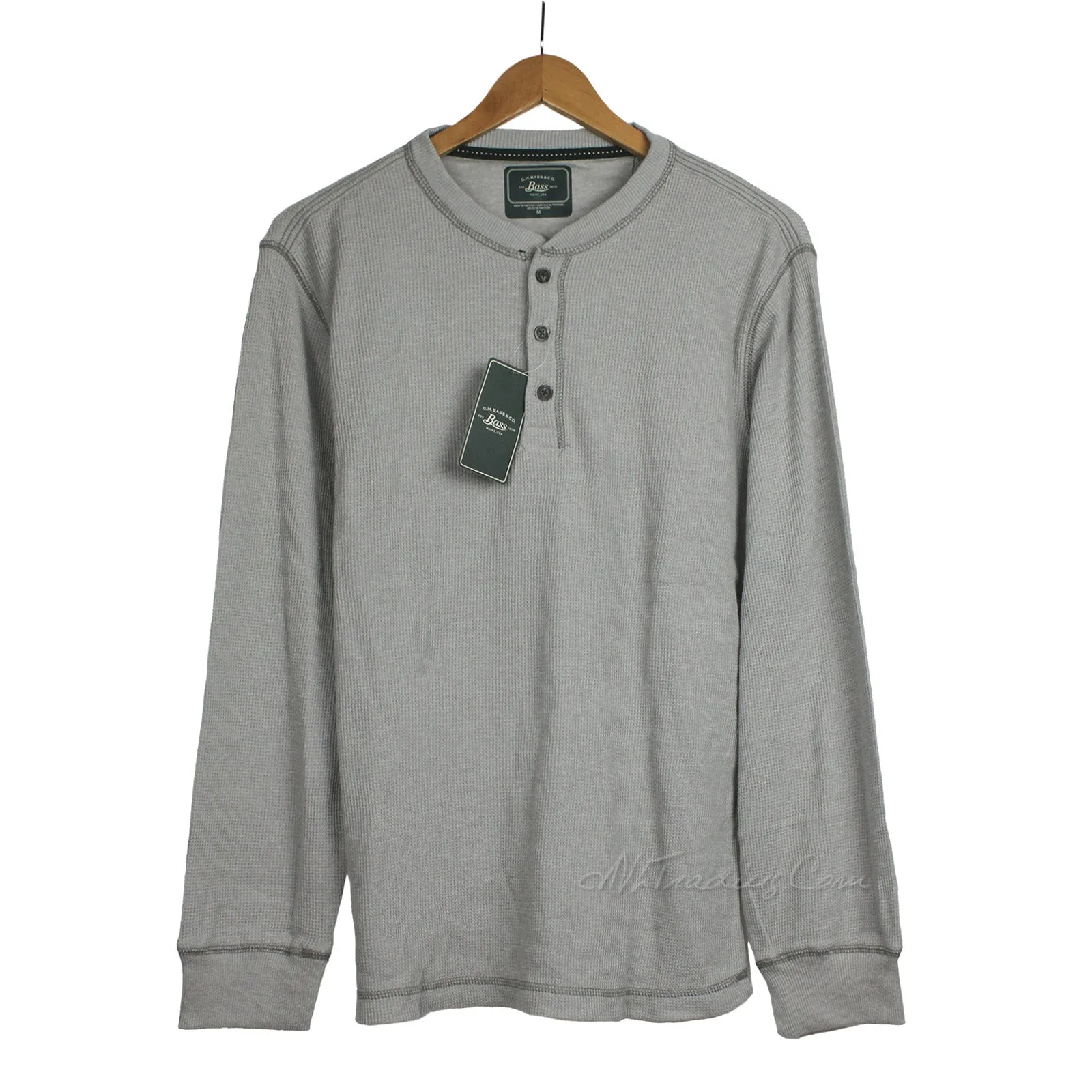 G.H. Bass & Co. Solid Waffle-Knit 3 Button Men's Henley Thermal Shirt
