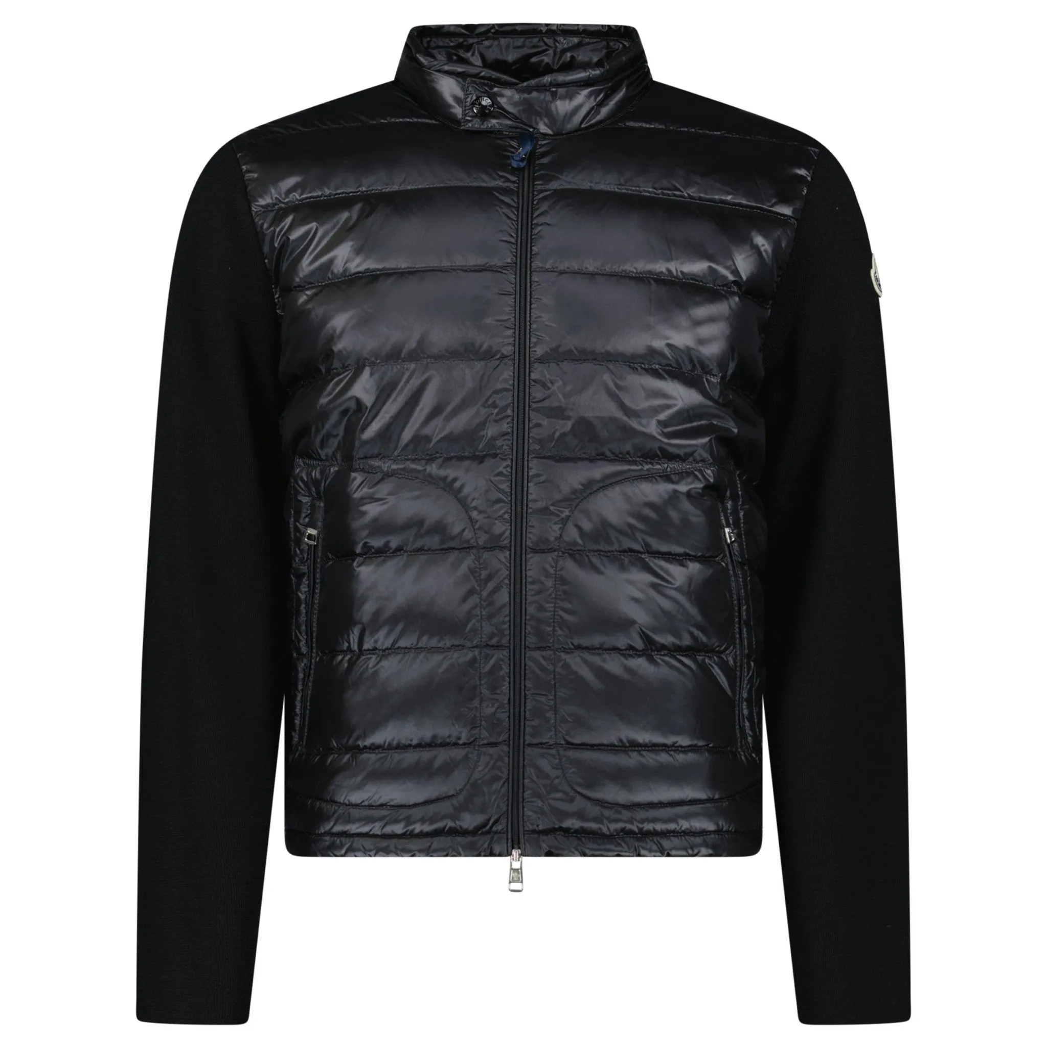 MONCLER PADDED WOOL ZIP-UP CARDIGAN BLACK
