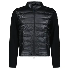 MONCLER PADDED WOOL ZIP-UP CARDIGAN BLACK