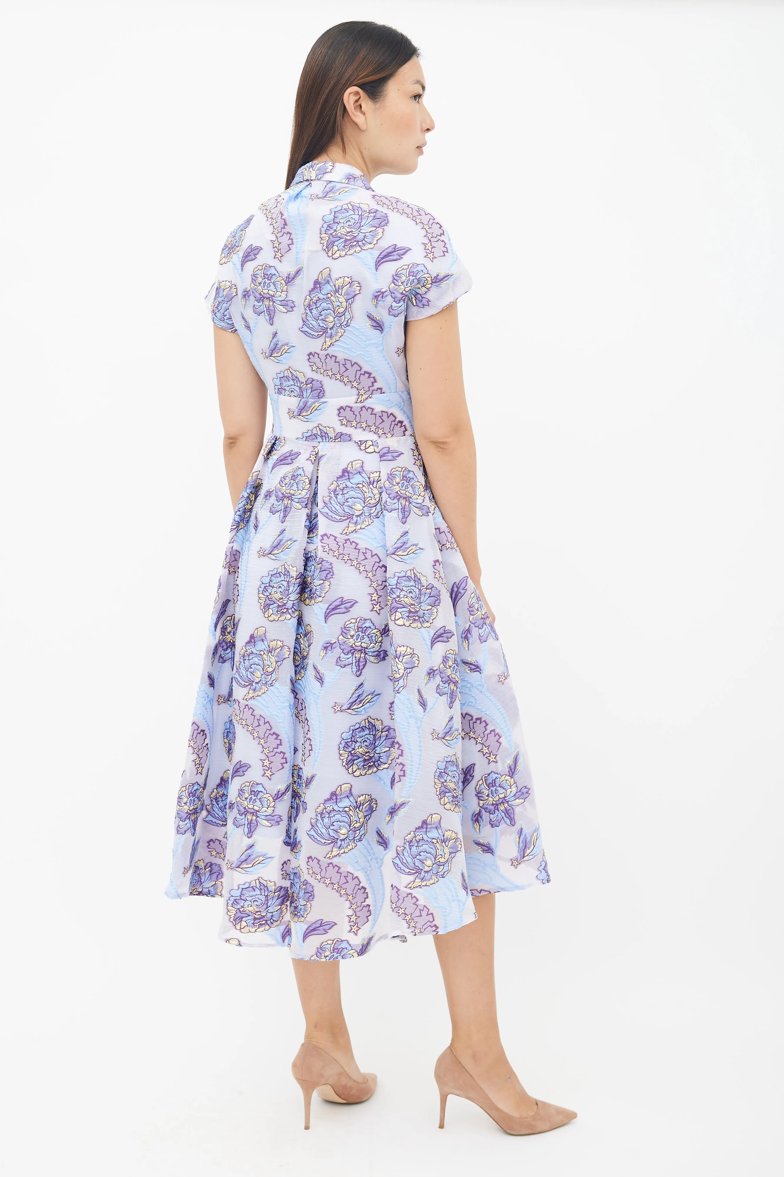 Purple Floral Brocade Dress
