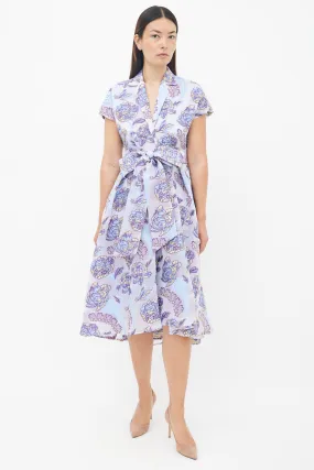 Purple Floral Brocade Dress