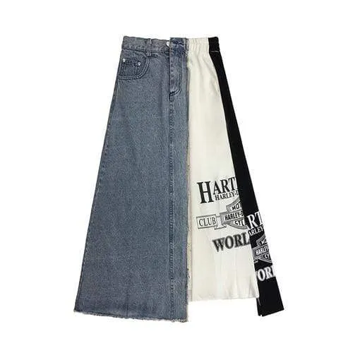 Street Style Patchwork Denim Skirt | Millennials